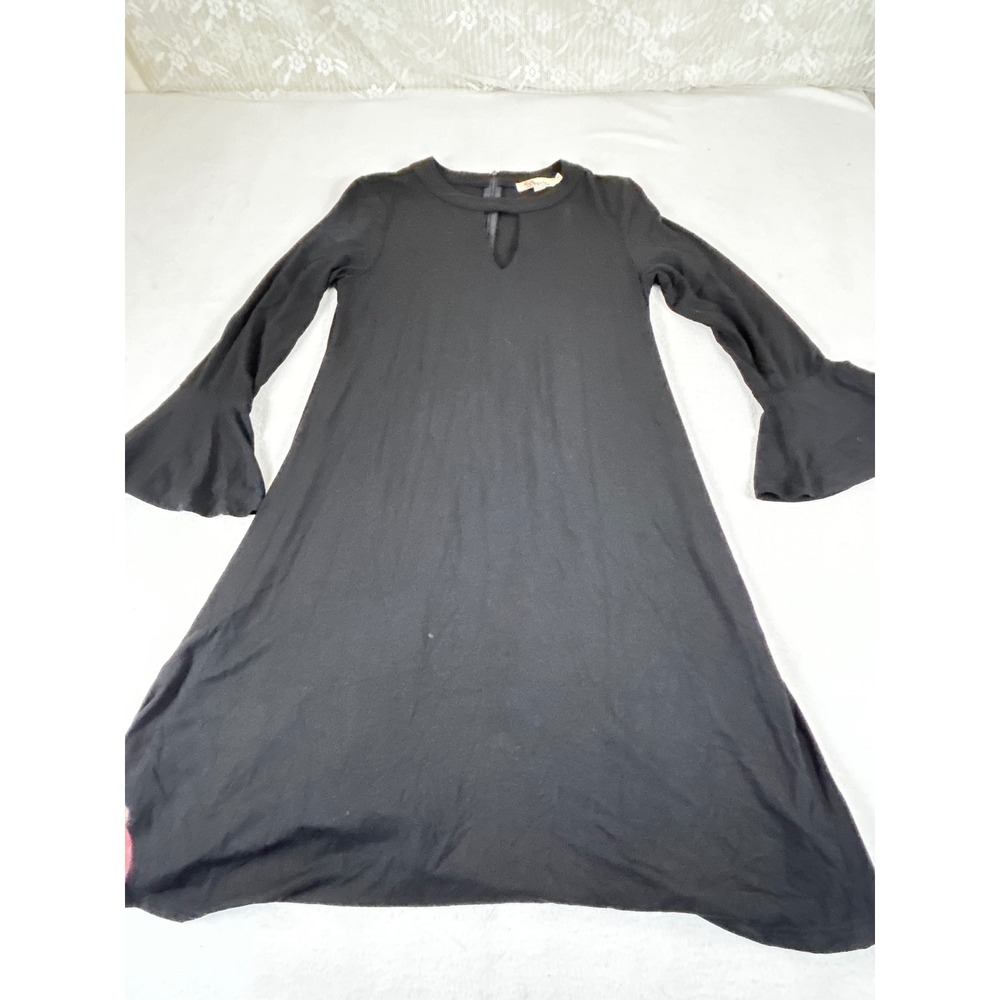 Aryeh Black Keyhole Choker Neck Bell Sleeve A-Line‎ Dress Small RN 82312